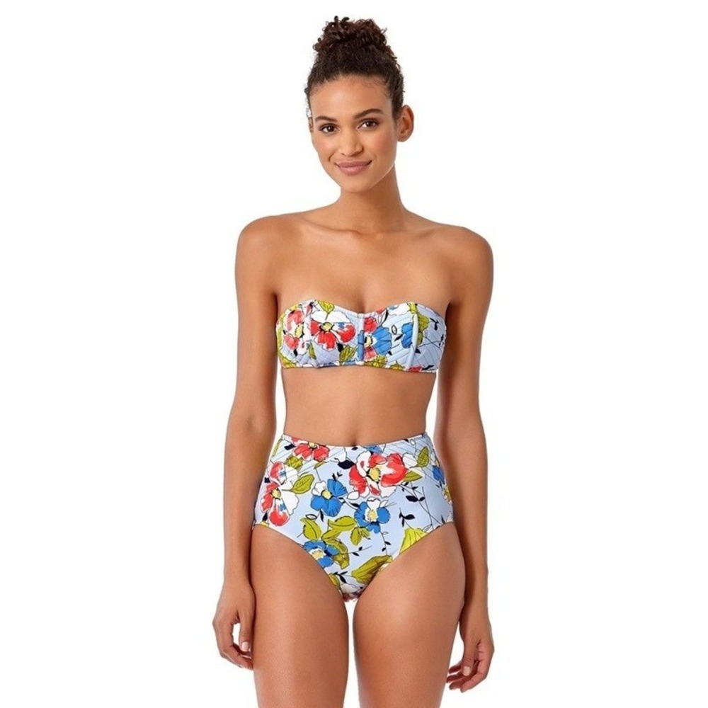 NWOT Anne Cole Studio Brigitte Floral Quilted Bandeau Bikini Swim Top 130562
